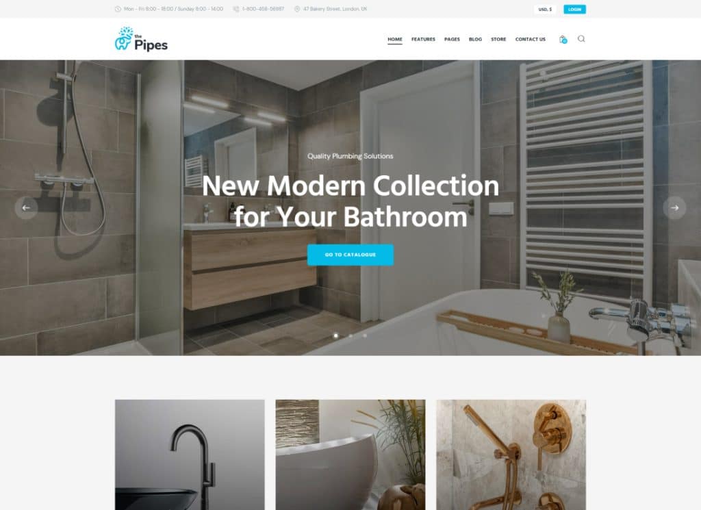 The Pipes - Layanan Plumbing dan Toko Alat Bangunan Tema WordPress