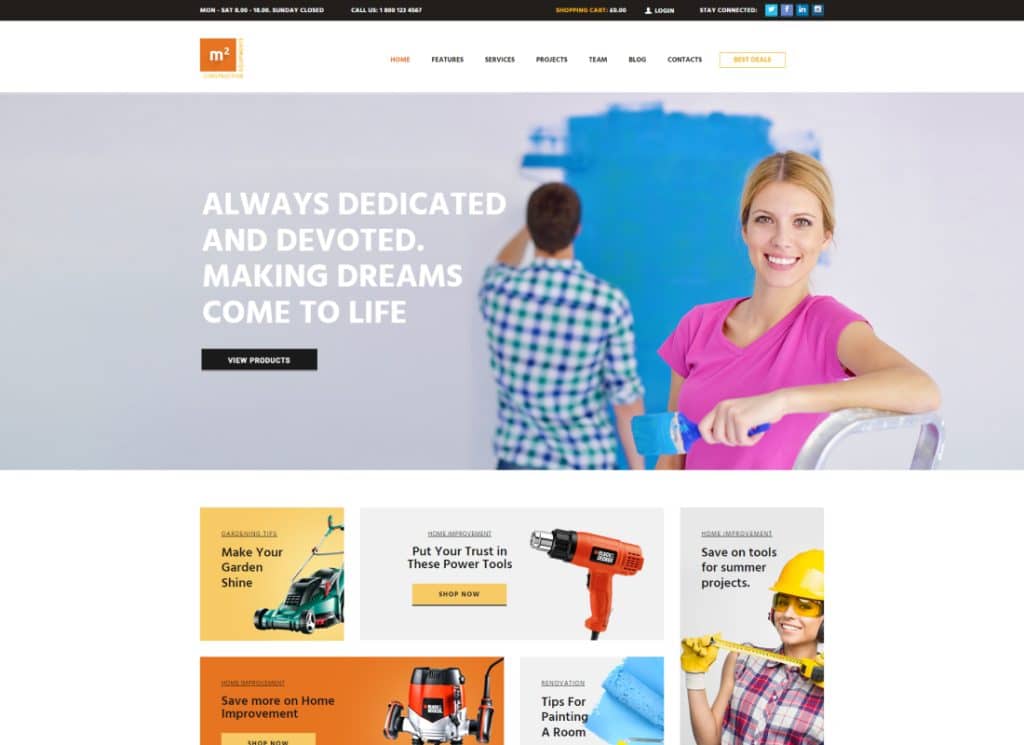 m2 – WordPress-Theme für den Baumaschinen- und Bauwerkzeug-Shop