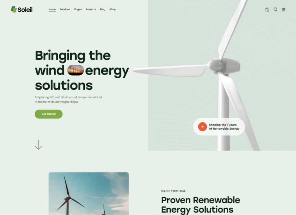 Soleil - Tema WordPress per pannelli solari e energie rinnovabili