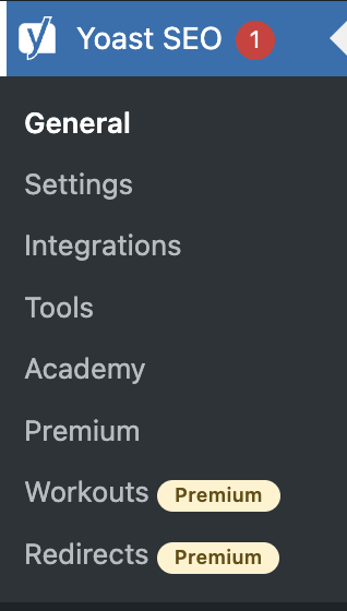 Yoast seo menu