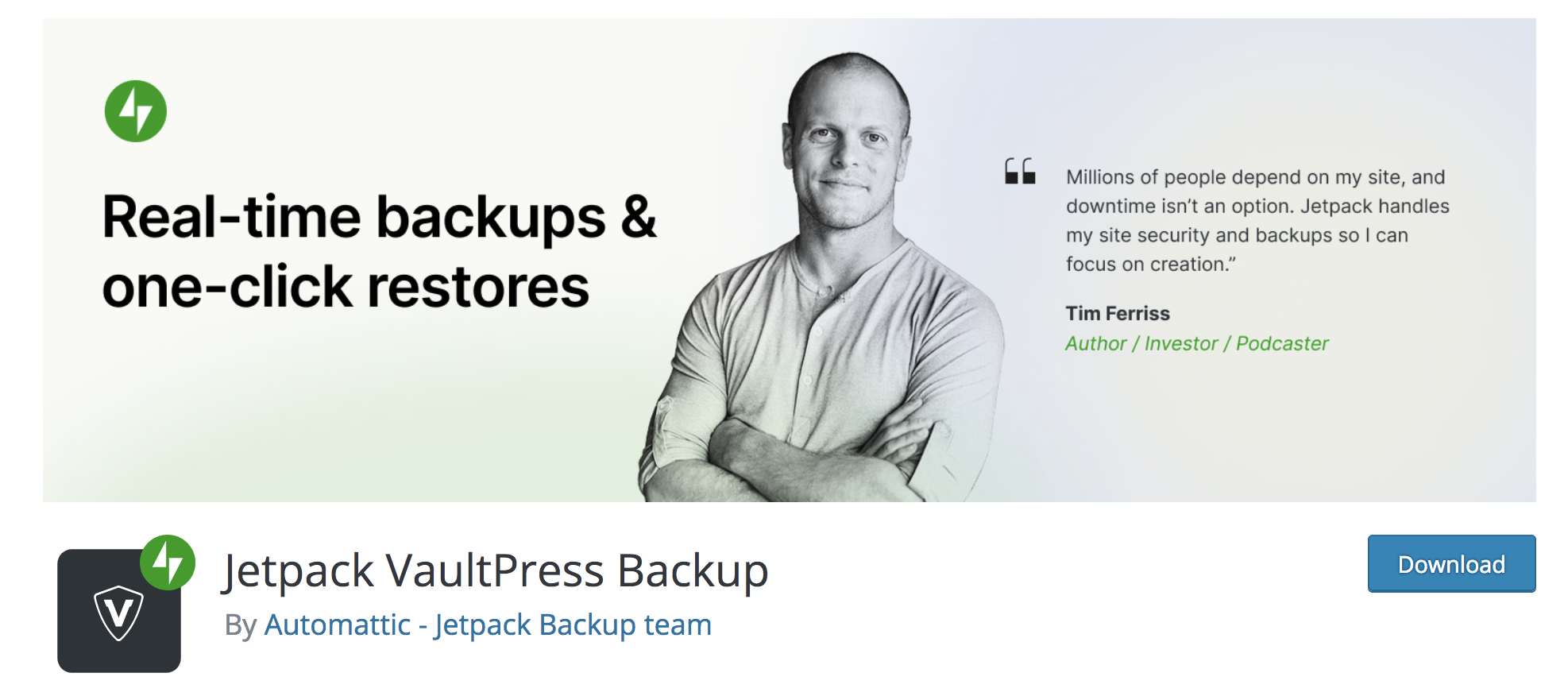 Страница плагина Jetpack VaultPress Backup