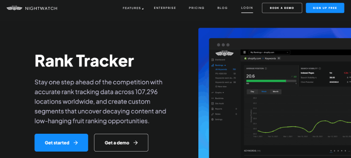 Rastreador de classificação de palavras-chave SEO Nightwatch