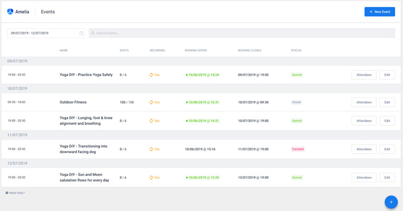 plataforma de reservas amelia para agendamento de eventos e compromissos