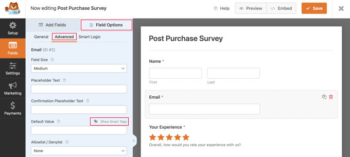 The Advanced Field Options in WPForms