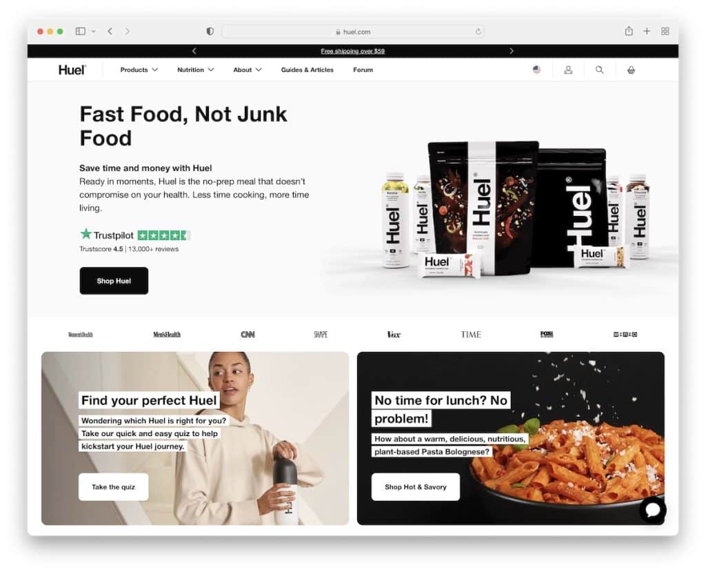 Huel Shopifyウェブサイト