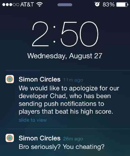 Notificaciones push creativas de SimonCircles