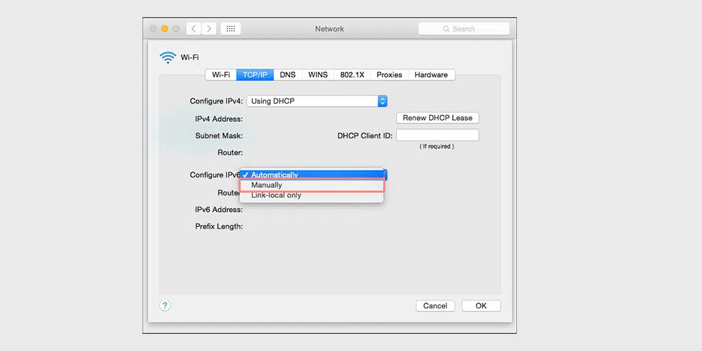 Configure IPv6 Manually on Safari