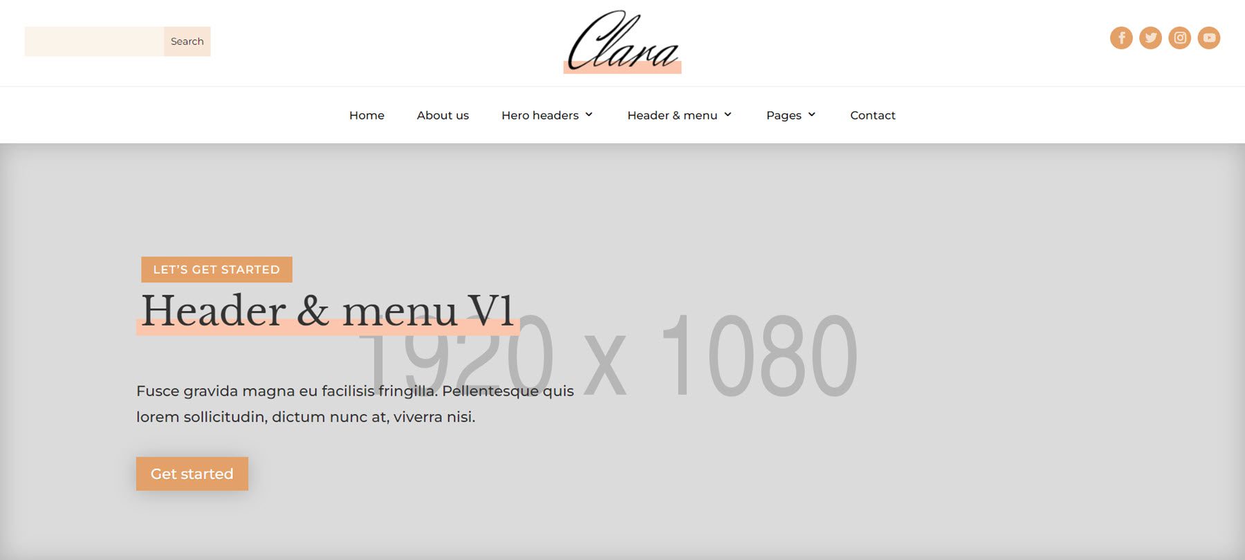 Clara Divi Child Theme Header Meniul 1