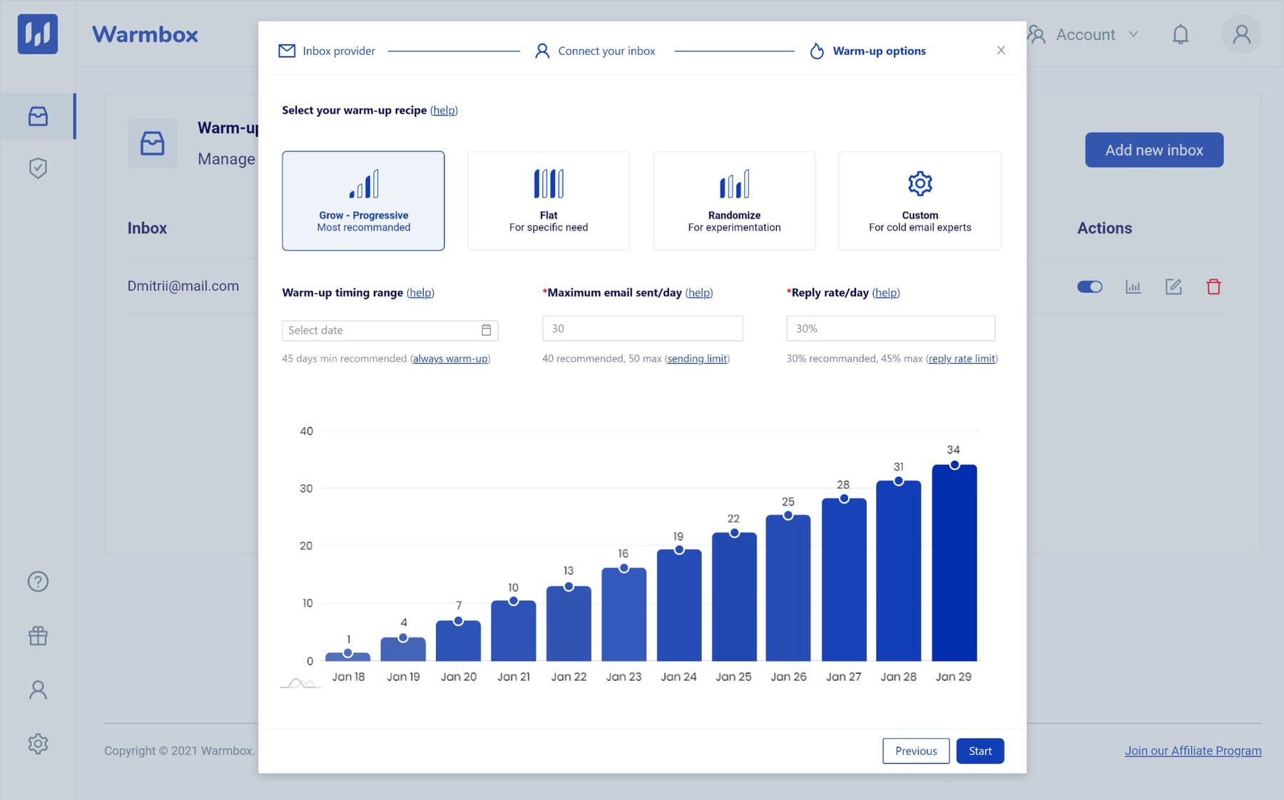 Warmbox AI Sales Tool تدفئة صندوق الوارد للتواصل