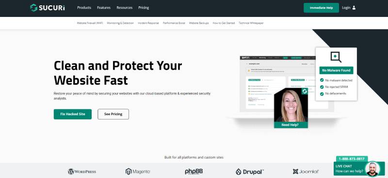 Sucuri ホームページのスクリーンショット