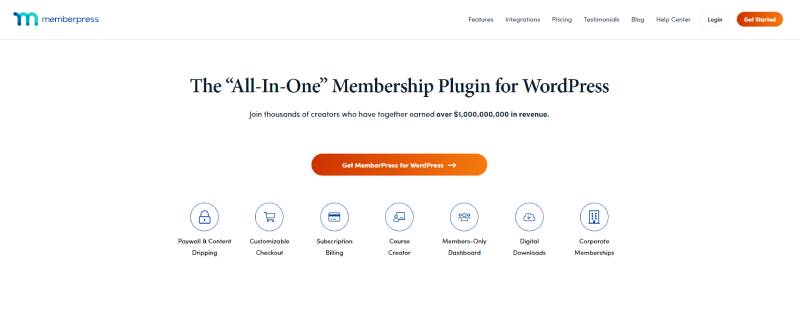 memberpress لقطة شاشة للصفحة الرئيسية