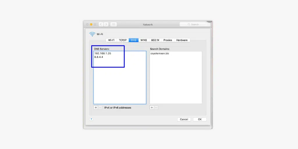 DNS servers in Mac