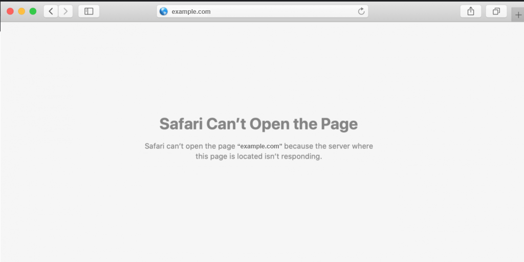 Err_connection_timedout error appears on Safari