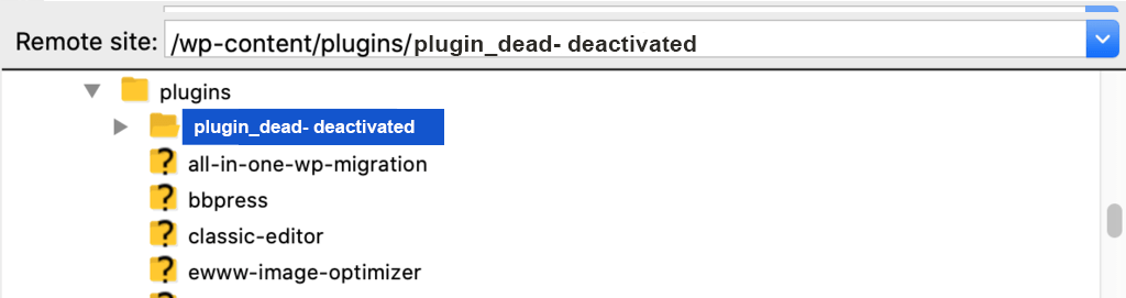 Disabling WordPress plugins via the WP-content directory