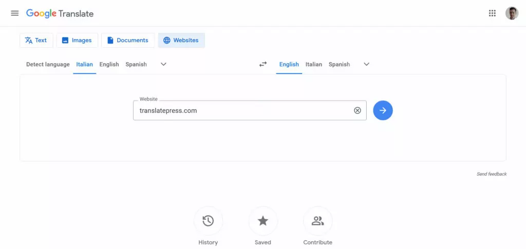 tradurre sito web con google translate