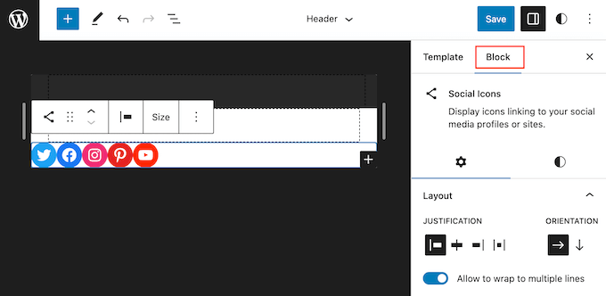 Customizing a social block in WordPress