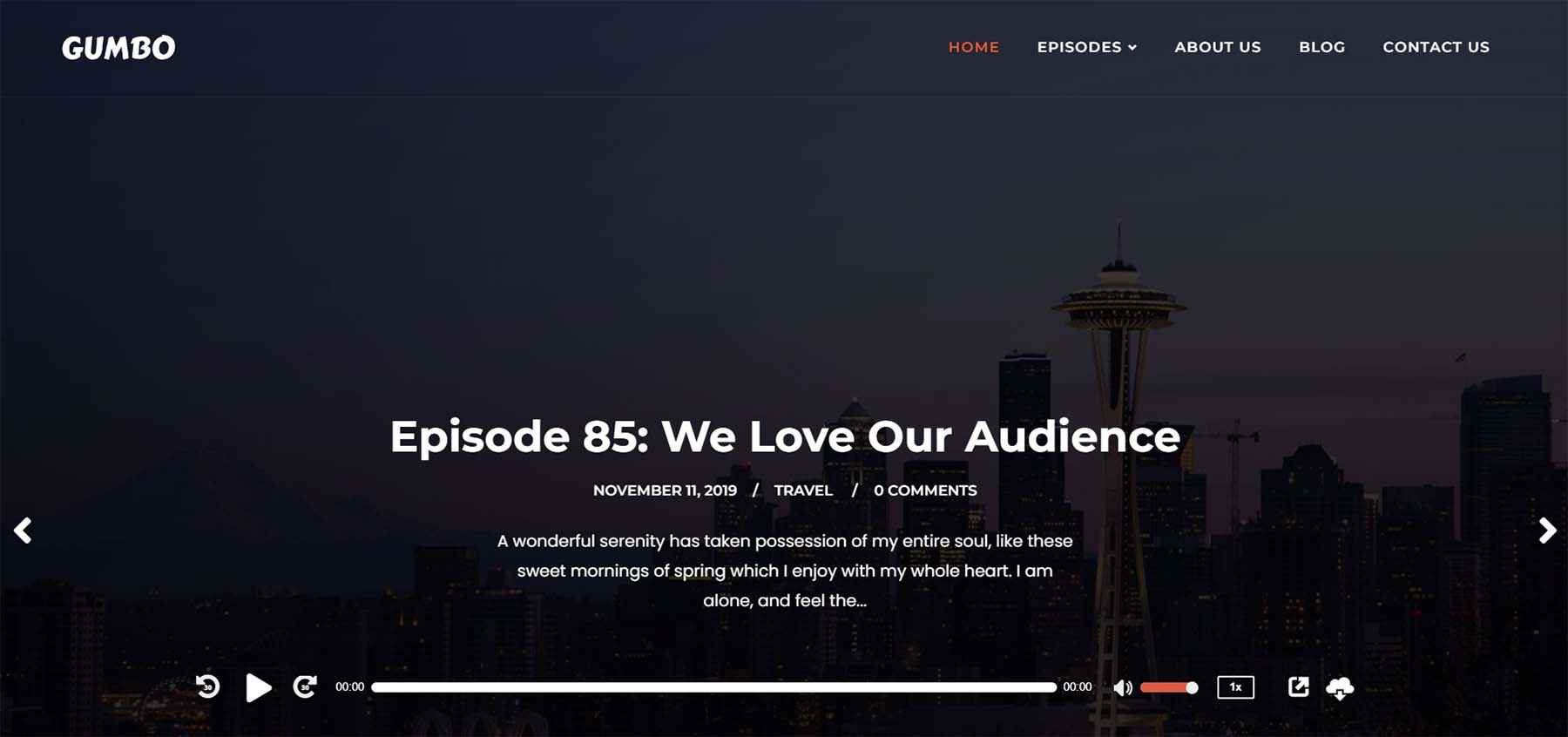 Gumdo, un tema de podcast de WordPress