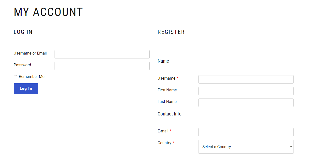 Nuovo modulo di accesso e registrazione frontend