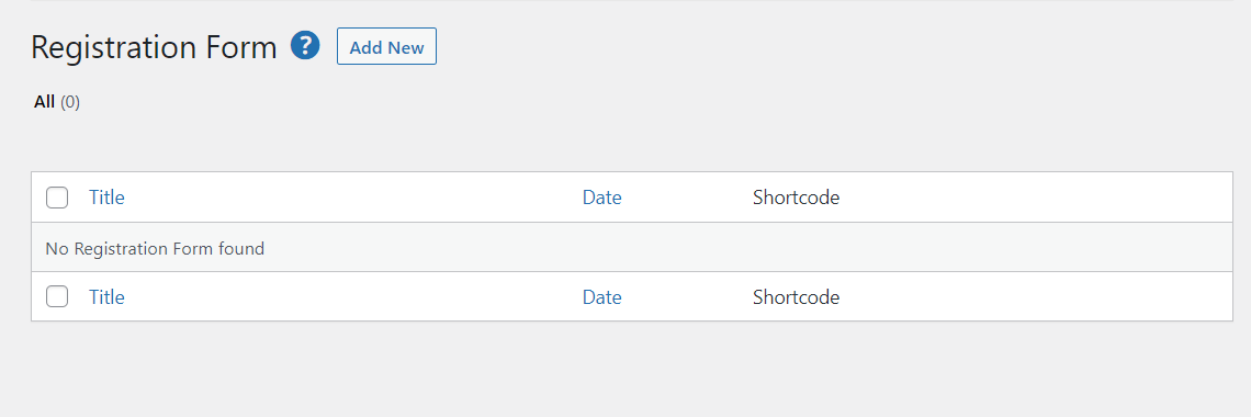 Aggiungi nuovo modulo di registrazione