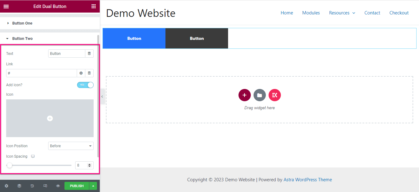 使用 ElementsKit 添加双按钮