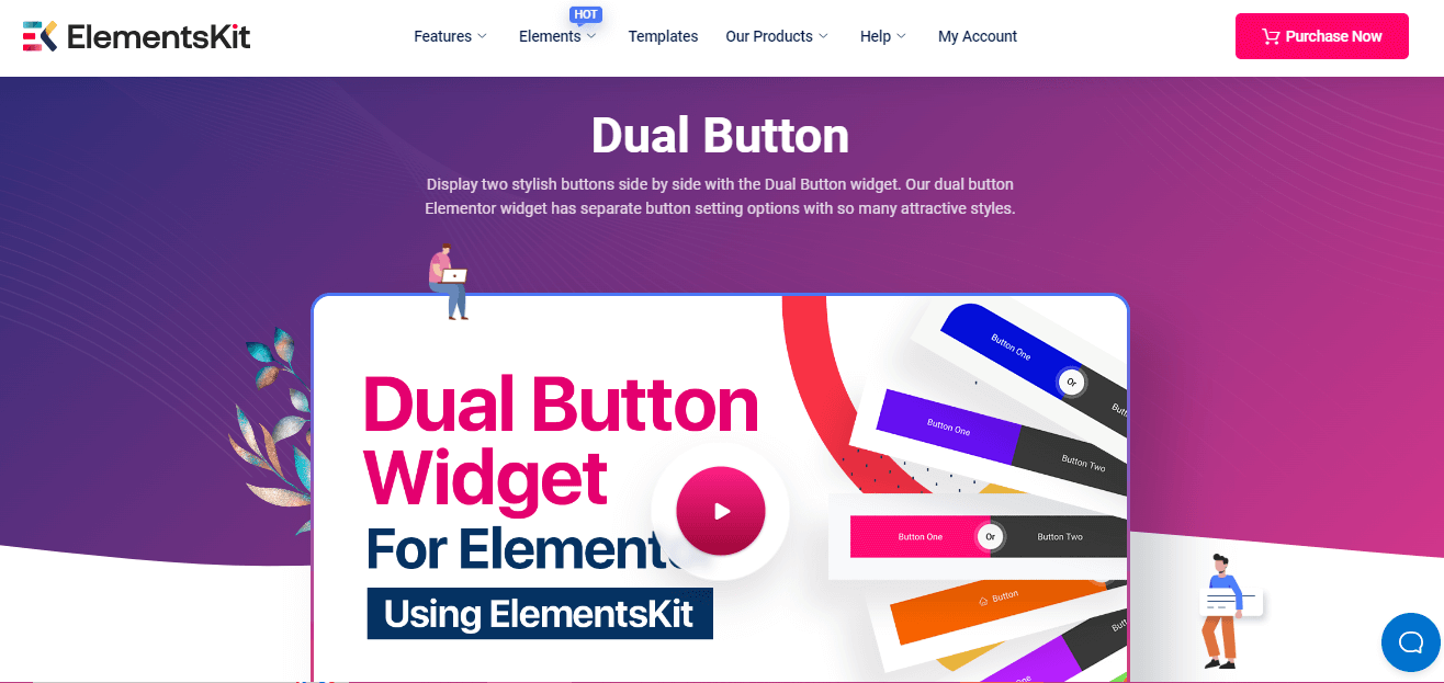 القطعة زر مزدوج بواسطة ElementsKit