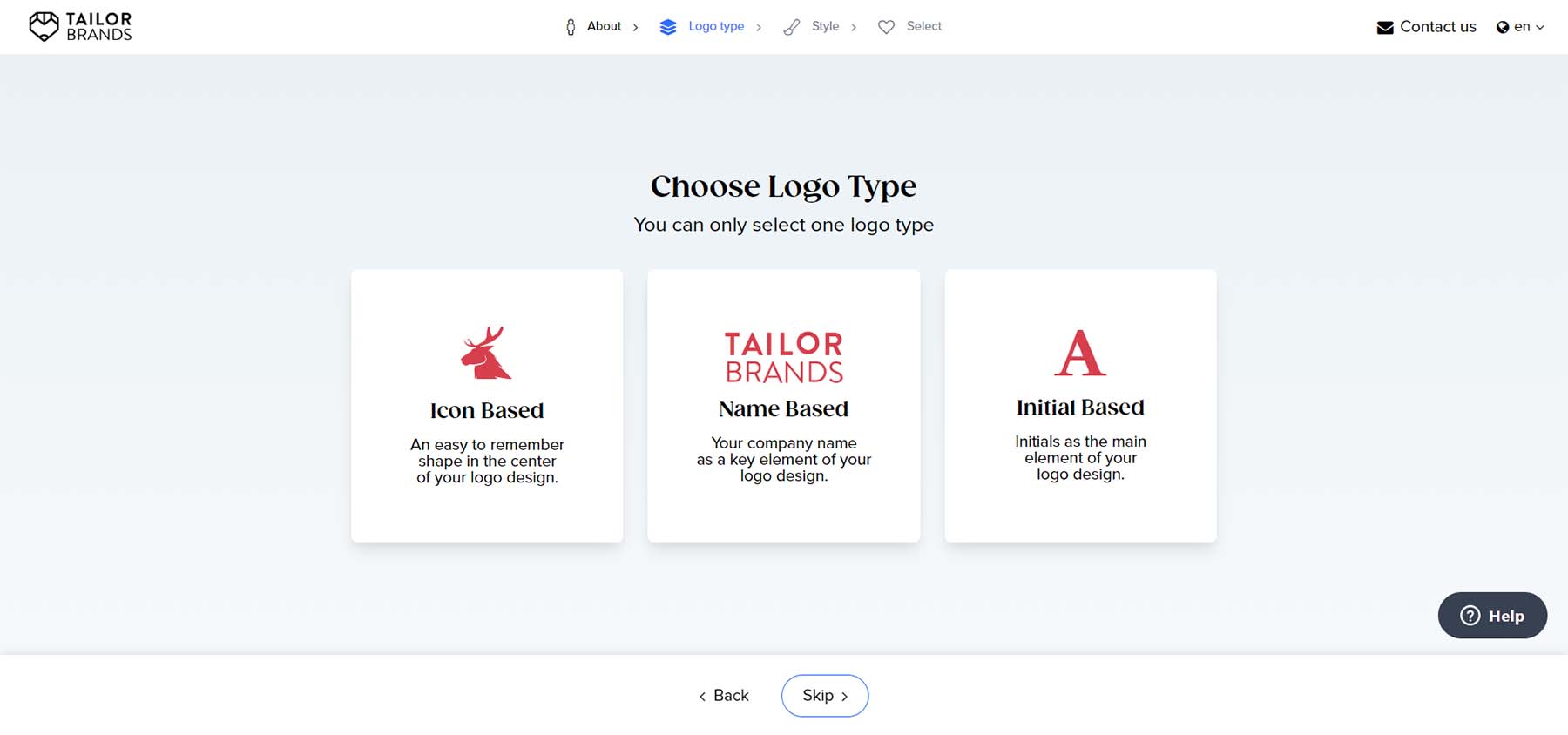 As configurações de estilo de logotipo da Tailor Brands o diferenciam de outros geradores em nossa lista