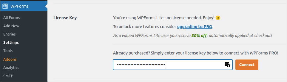 WPForms ライセンスをアクティブ化する