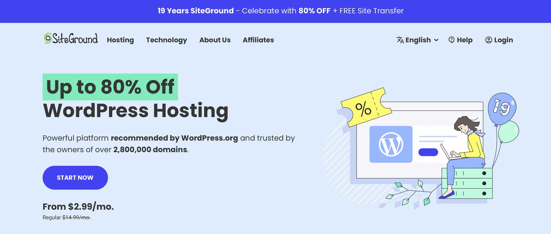 Hosting WordPress di SiteGround