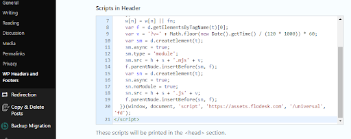 Tambahkan Kode Header ke Situs Web Anda- Tambahkan Formulir Flodesk ke Blog WordPress