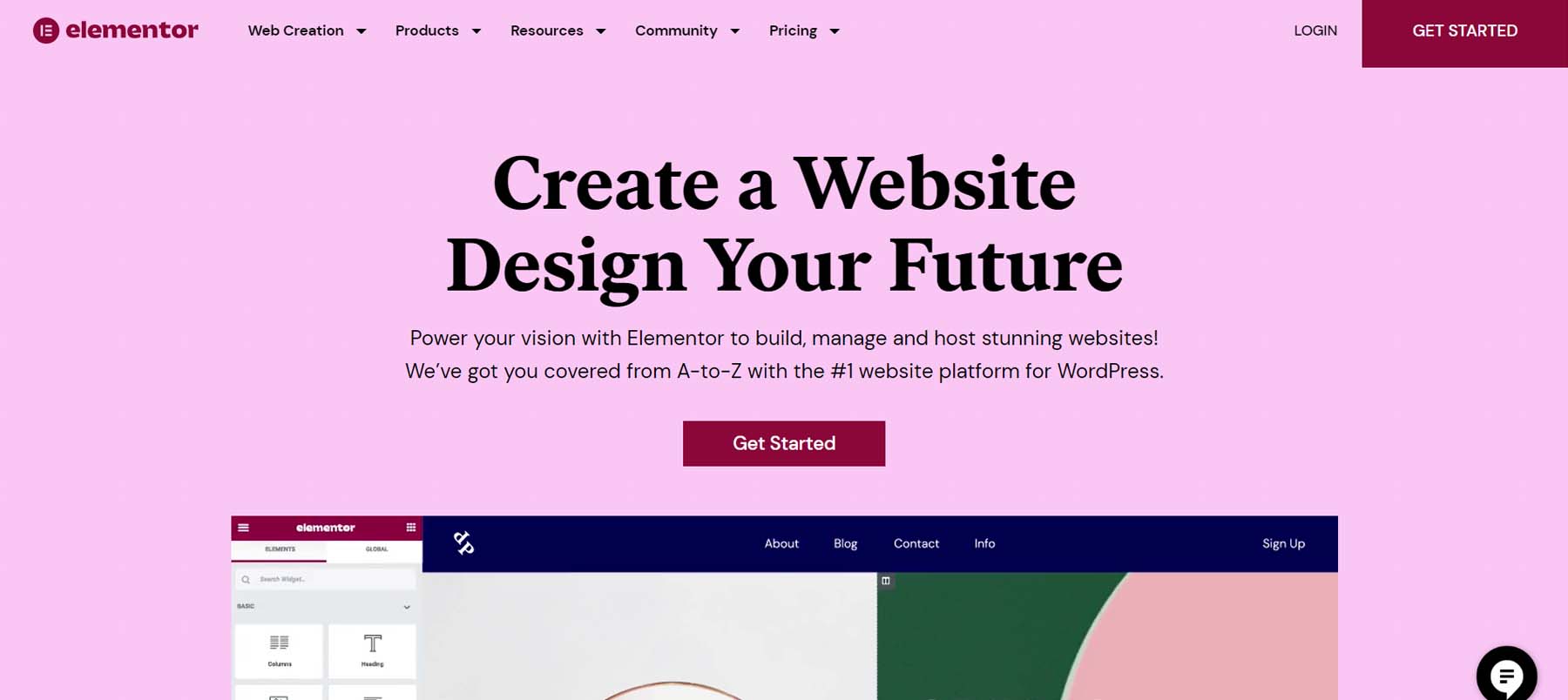 Elementor WordPress منشئ الصفحة