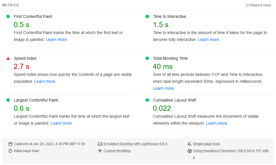 Metrik Wawasan PageSpeed