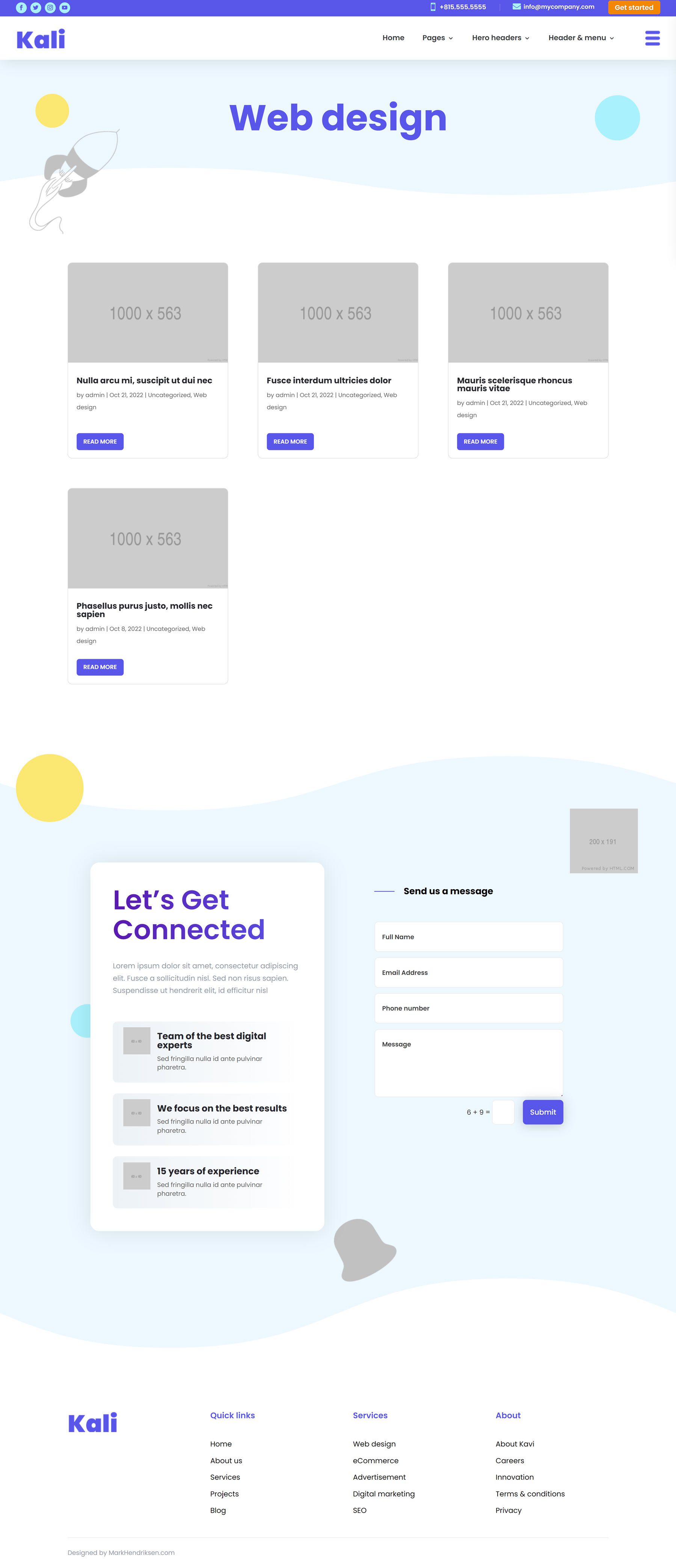 Kali Multi-Purpose Divi Child Theme Category Page