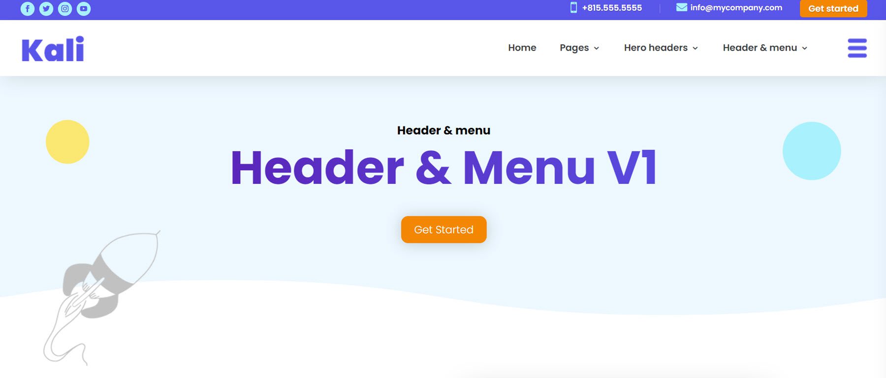 Kali Multi-Purpose Divi Child Theme Header Tata Letak Menu 1