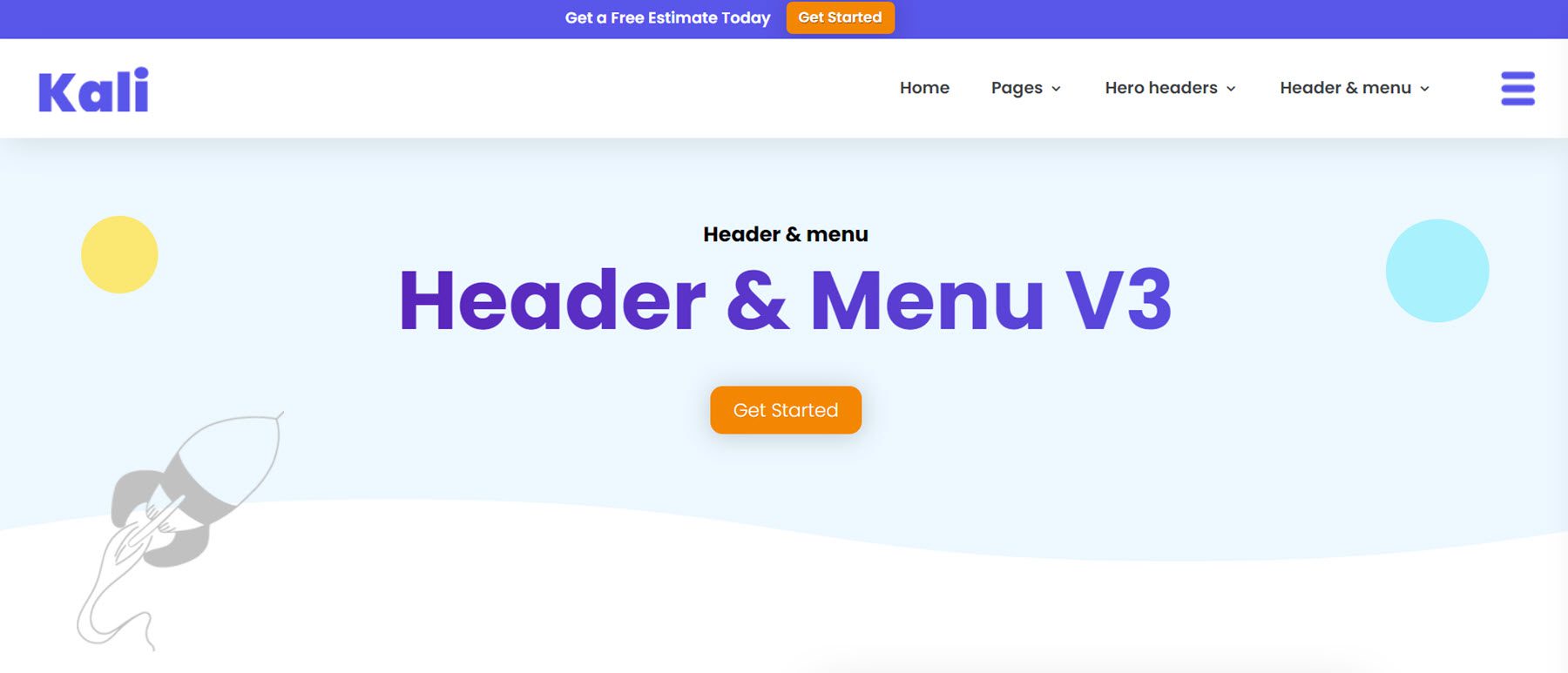 Kali Multi-Purpose Divi Child Theme Header Tata Letak Menu 3