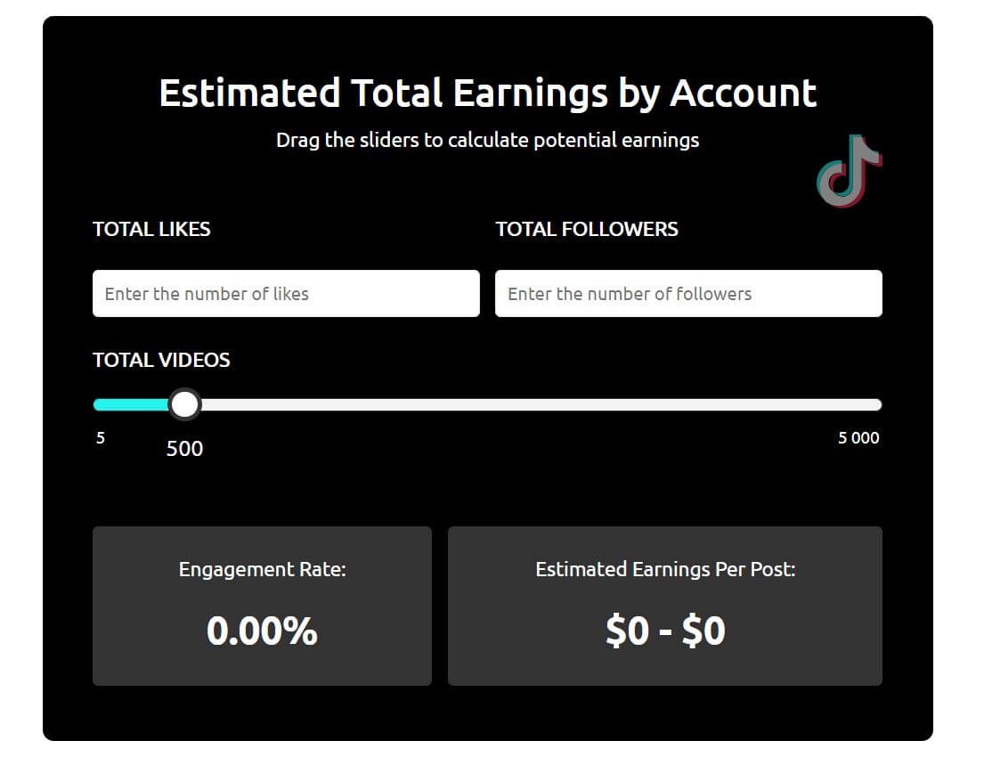  TikTok Influencer Engagement and Earnings Calculator