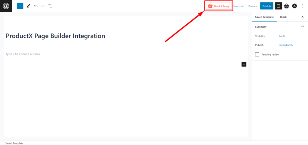 Selecting ProductX Block Library