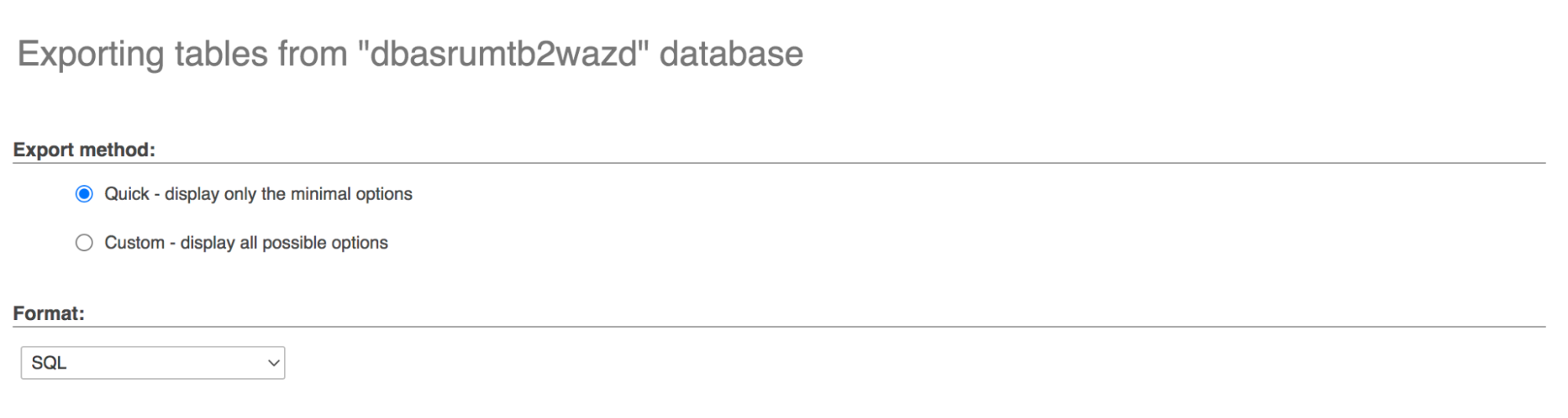 esportazione di un database