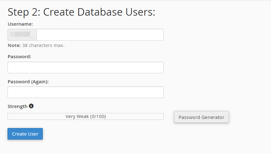 creazione di un utente del database