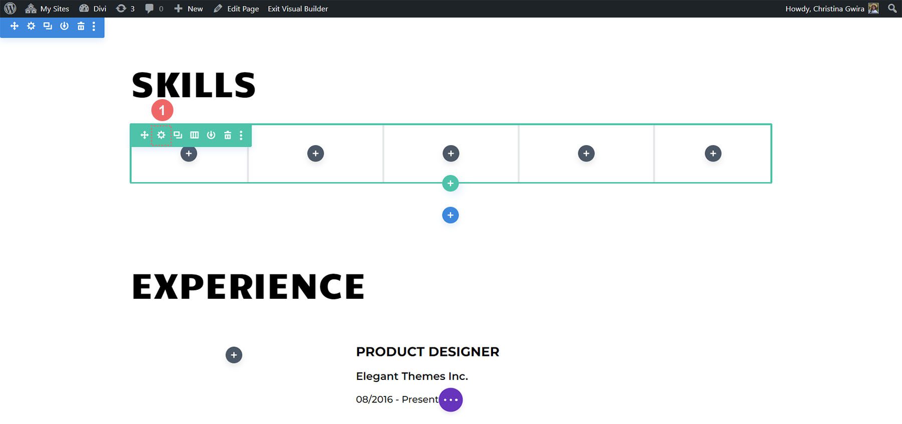 Edite la configuración de fila para prepararse para el estilo de columna