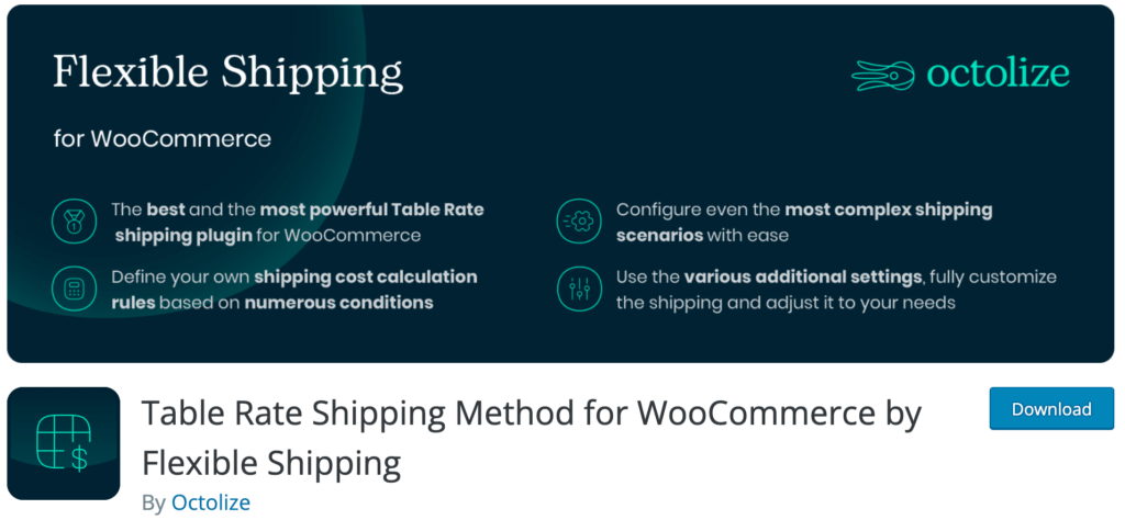 Método de envio de taxa de tabela para WooCommerce por envio flexível