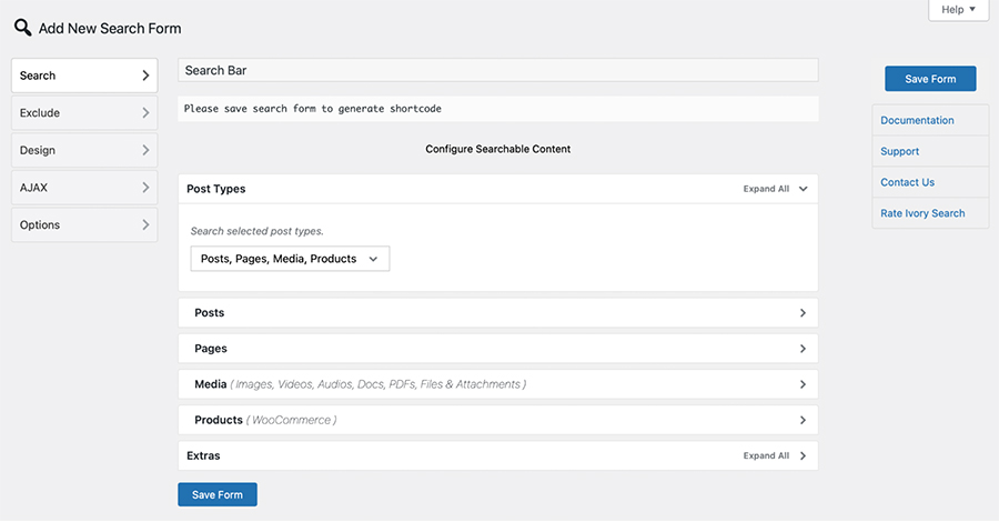 Configuración de búsqueda