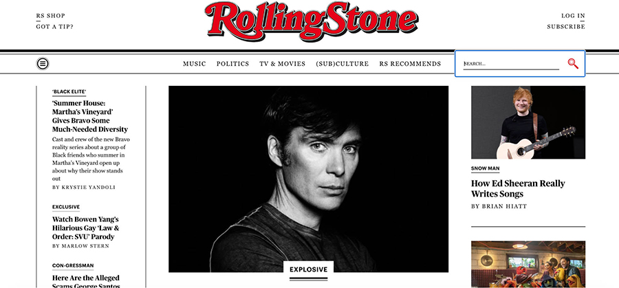 Pasek wyszukiwania Rolling Stone