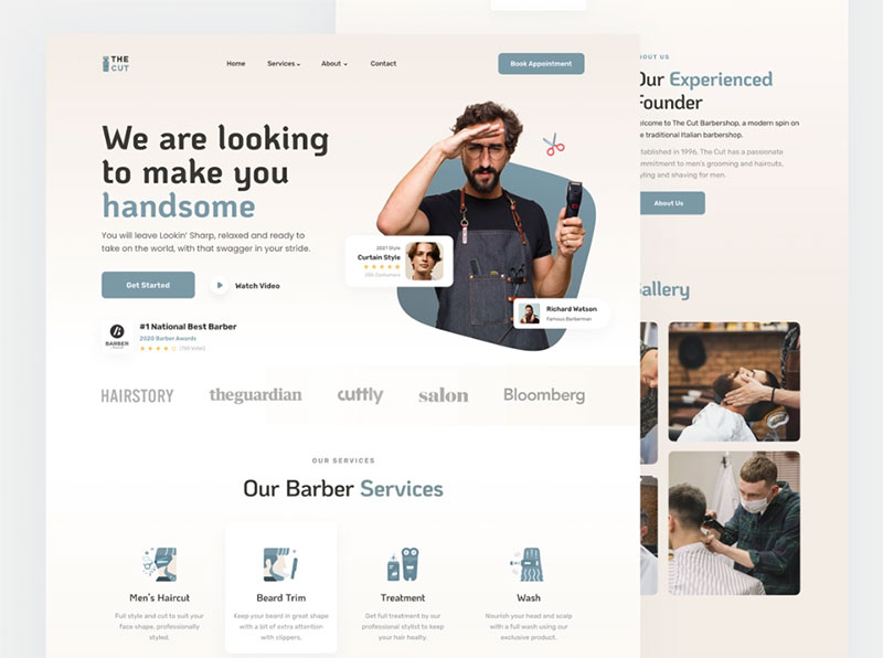 Screenshot der Cut Barbershop-Homepage