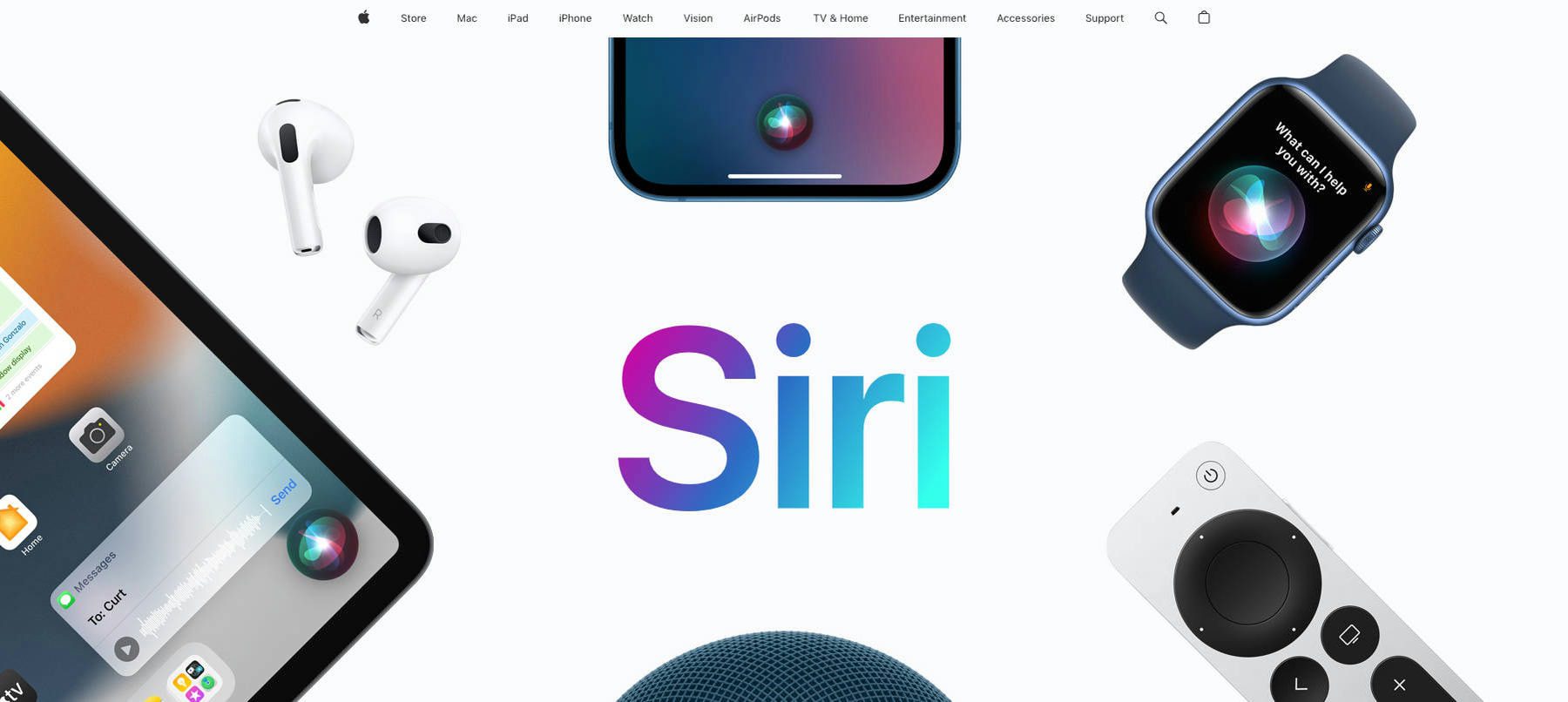 Siri da Apple - Homepage julho 2023