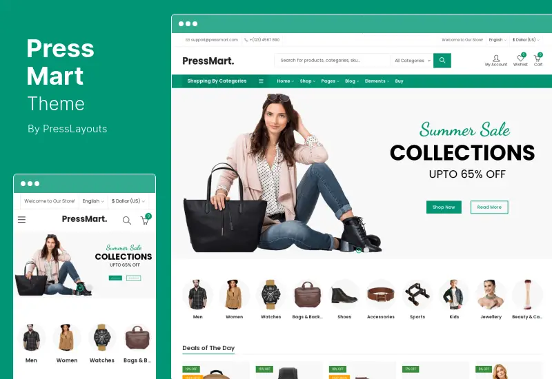 PressMart Theme - современная тема Elementor WordPress и WooCommerce