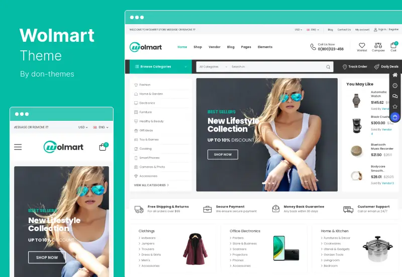 Tema Wolmart - Tema WooCommerce de mercado de vários fornecedores