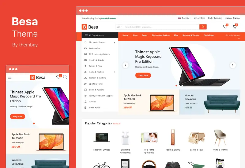 Tema Besa - Tema WooCommerce de Elementor Marketplace