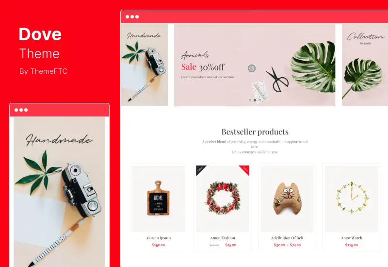 Thème Dove - Thème WordPress WooCommerce pour l'artisanat fait à la main