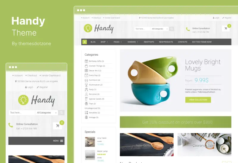 Handy Theme - ตลาดสินค้าแฮนด์เมด WooCommerce Theme