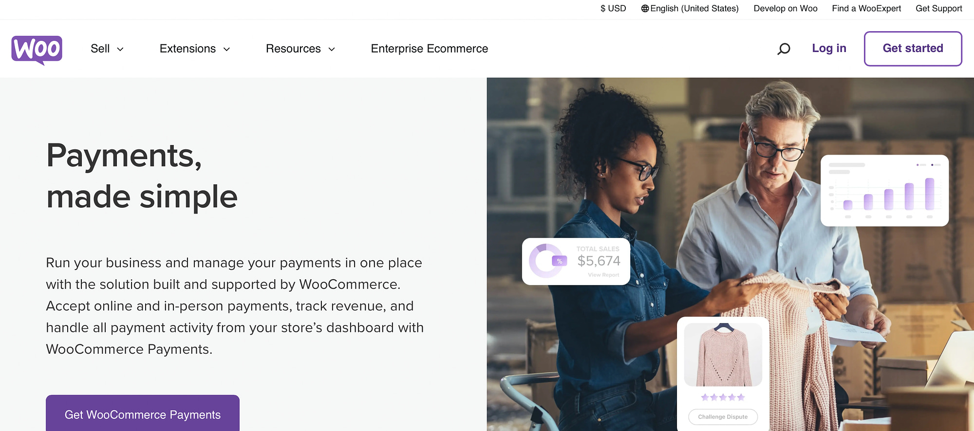 Page de paiements WooCommerce.